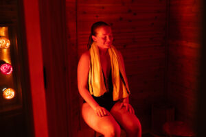 Infrared red light sauna therapy at Banya Everett